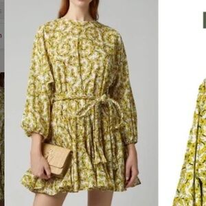 RHODE Cotton Poplin Yellow Floral ELLA Dress L